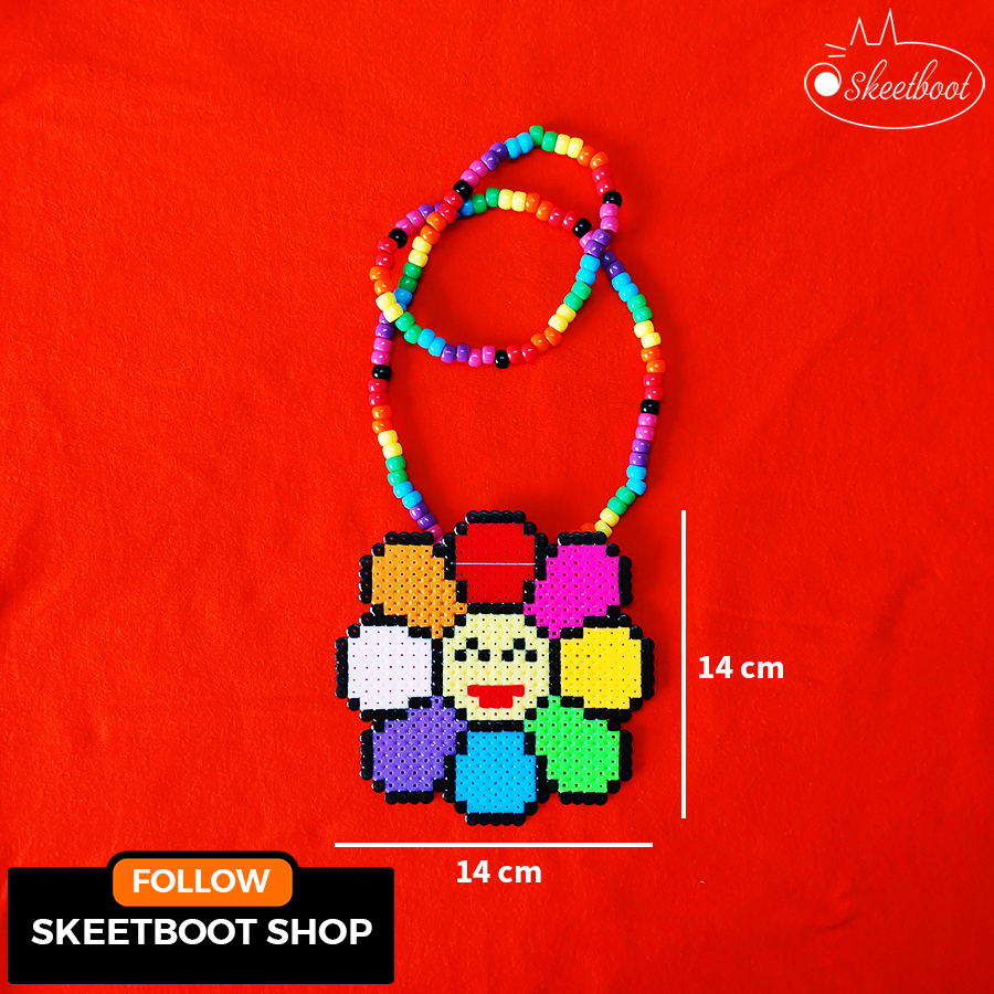 สร้อยคอดอกไม้หลากสี Kandi พร้อมไฟ LED - สร้อยคอเพอร์เลอร์ดอกไม้น่ารัก - เครื่องประดับเทศกาล edm