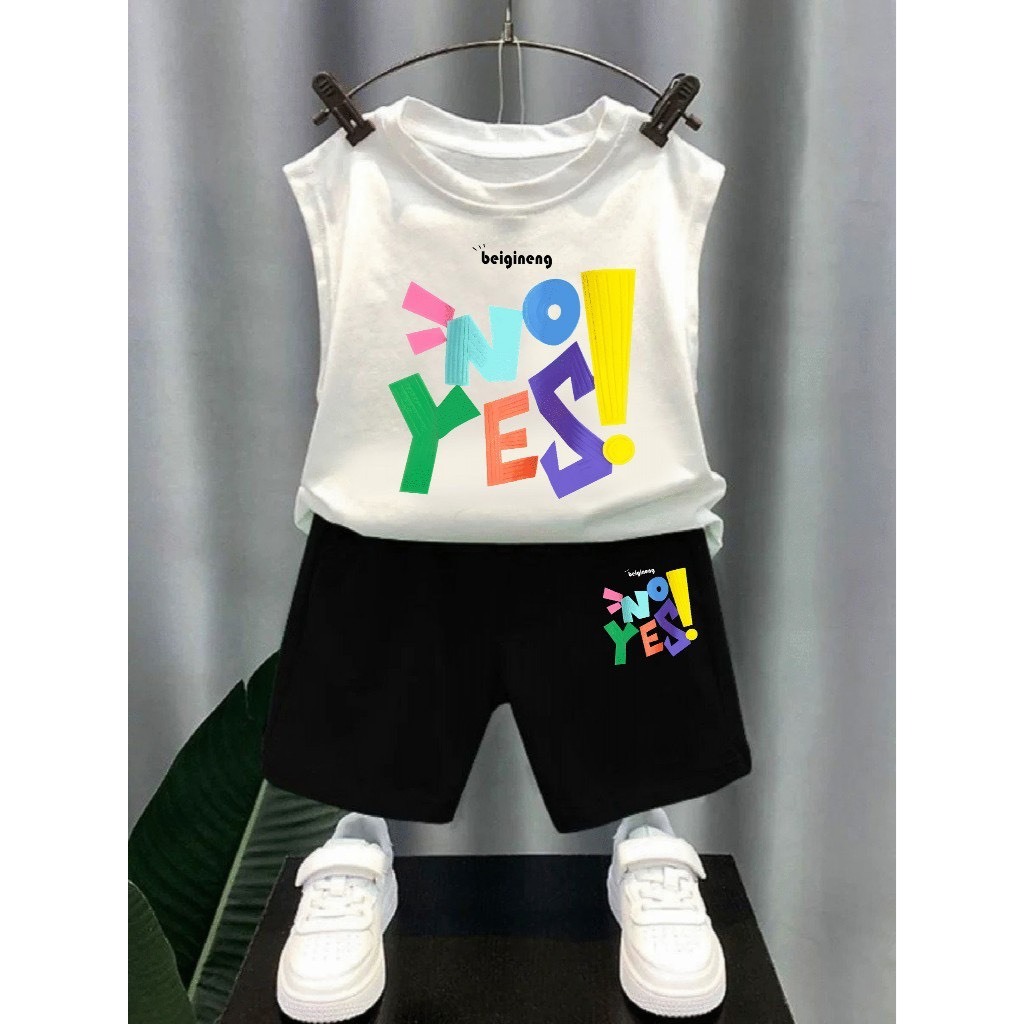 Chan Chan 4-Way Cool Cotton Underarm Clothing Set with NO YES Print In MANY COLORS for Boys ตั้งแต่ 