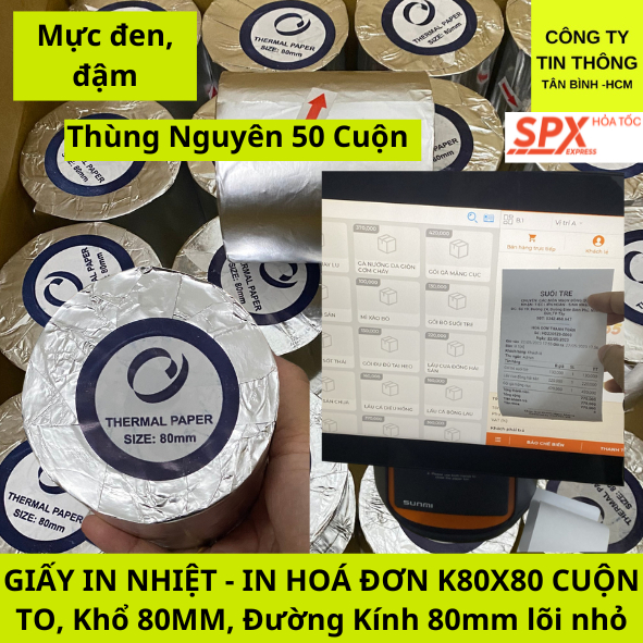 (10 ม้วน) กระดาษพิมพ์บิลความร้อน K80x80 หมึกสีดําโดยใช้เครื่อง Pos Ocha