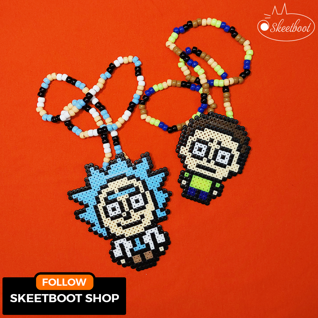 สร้อยคอ Kandi Rick and Morty - สร้อยคอ perler - เครื่องประดับเทศกาลดนตรี rave edm