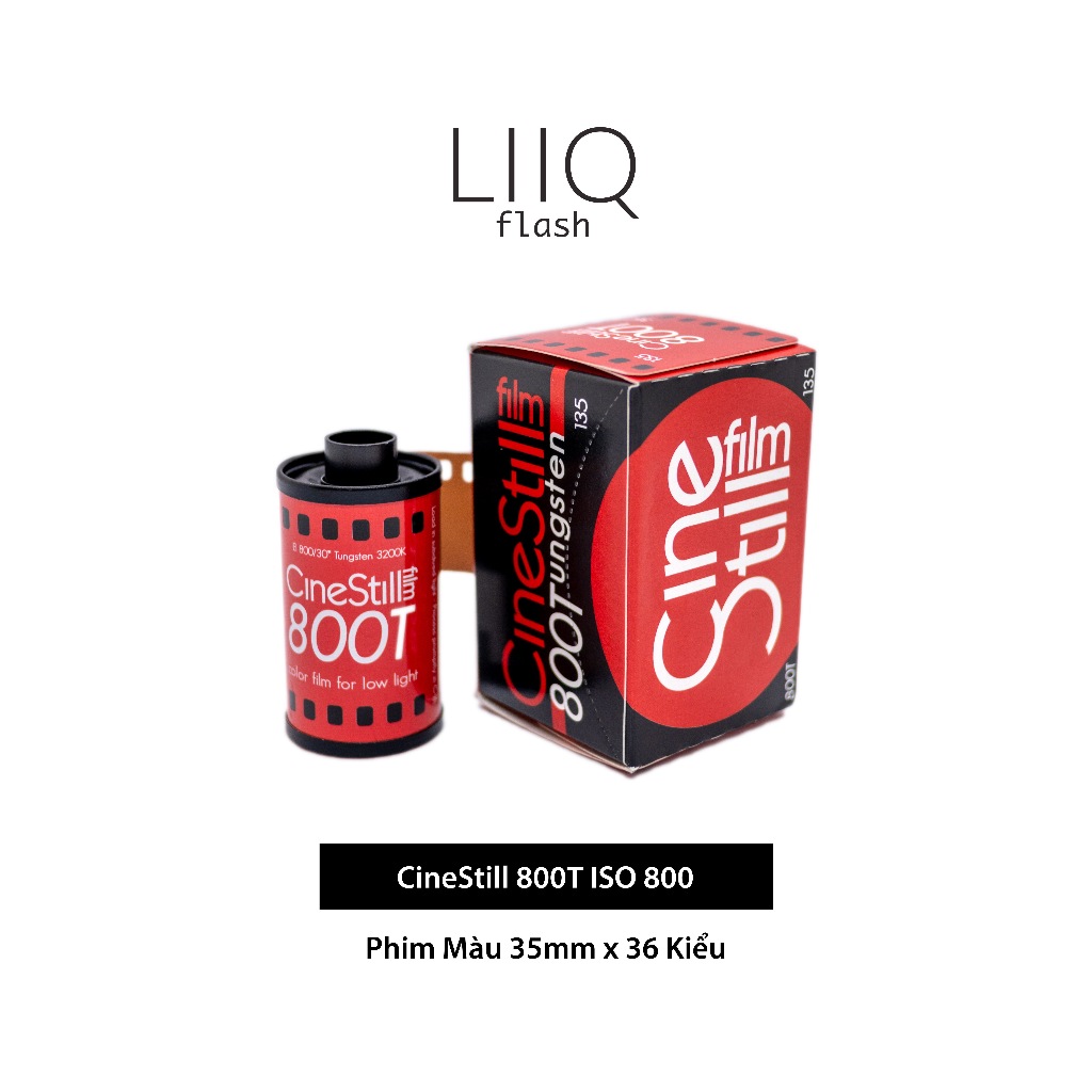 CineStill 800T ISO 800 ฟิล์ม, สี, 135/35 มม. x 36 รูปแบบ, วันที่พิมพ์สําหรับกล้องฟิล์ม - LIIQ Flash