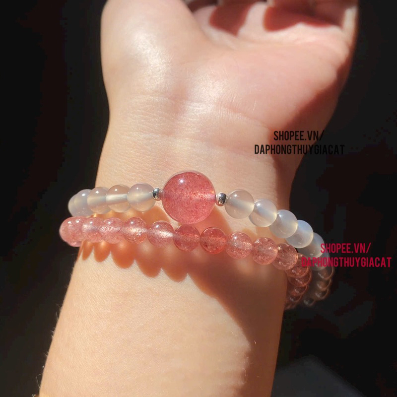 สร้อยคอ Svip ห่อด้วยควัน 2 เส้น Th Anh หินผสม ขนาด 6mm พร้อมกล่อง