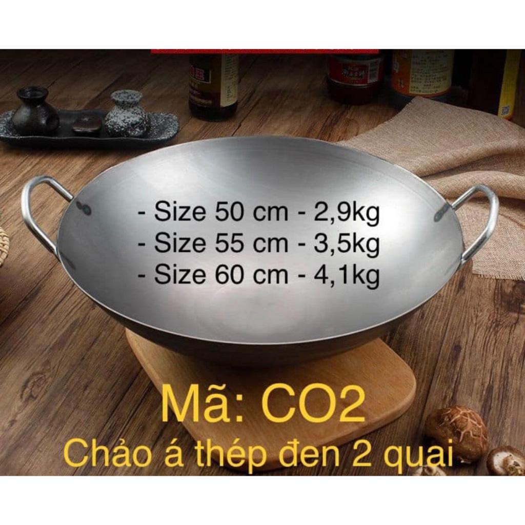 BLACK STEEL Asian PAN พร้อม 2 BOOK HANDLES - ขนาด 45, 50, 55, 60CM - สินค้าในประเทศจีน