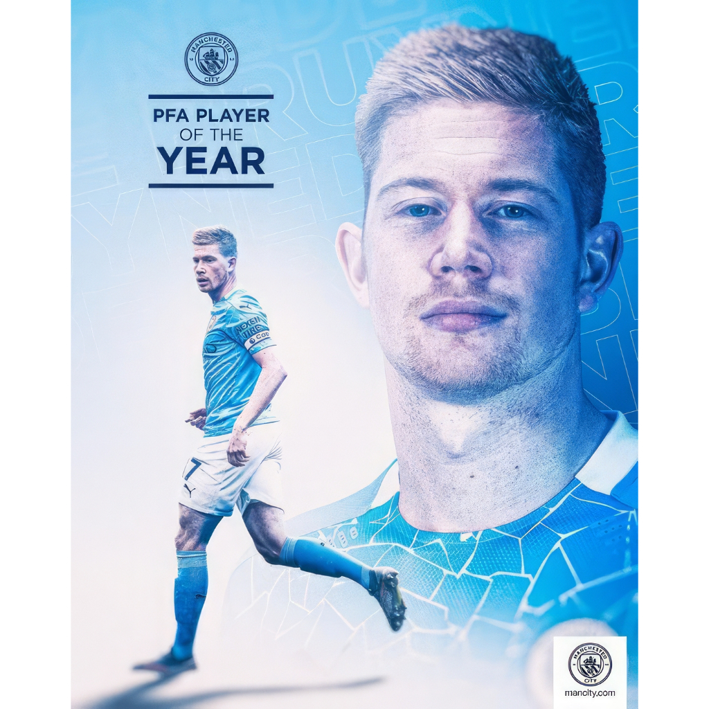 (X79) โปสเตอร์ Kevin De Bruyne, สติ๊กเกอร์ติดผนัง Kevin De Bruyne ที่สวยงามมาก, โปสเตอร์ฟุตบอลแบบกาว