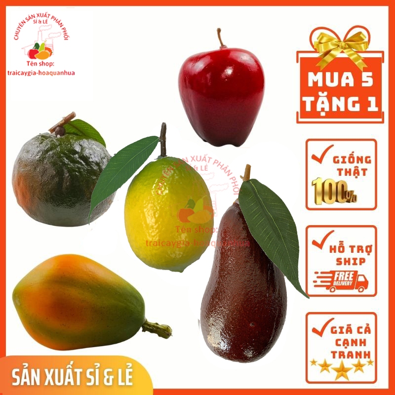 ผลไม้ปลอม Lemon, Red Avocado, Full round, American Apple, Crock Orange Combo 5 รุ่นเวียดนาม พร้อมเทค