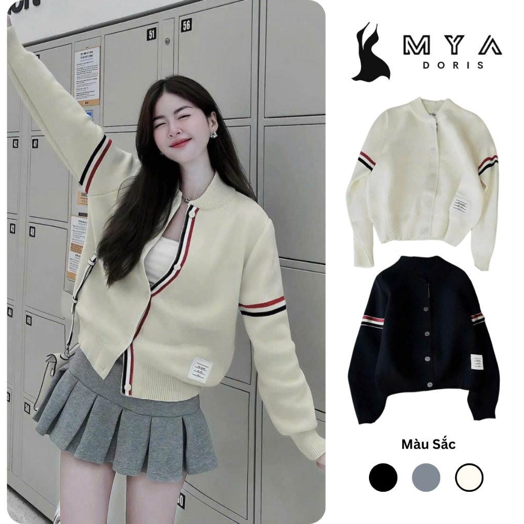 Hot Tom Bomber MYA สเวตเตอร์ คาร์ดิแกนผู้หญิงมีแขนทําจากขนสัตว์เนื้อนุ่มสุดน่ารัก
