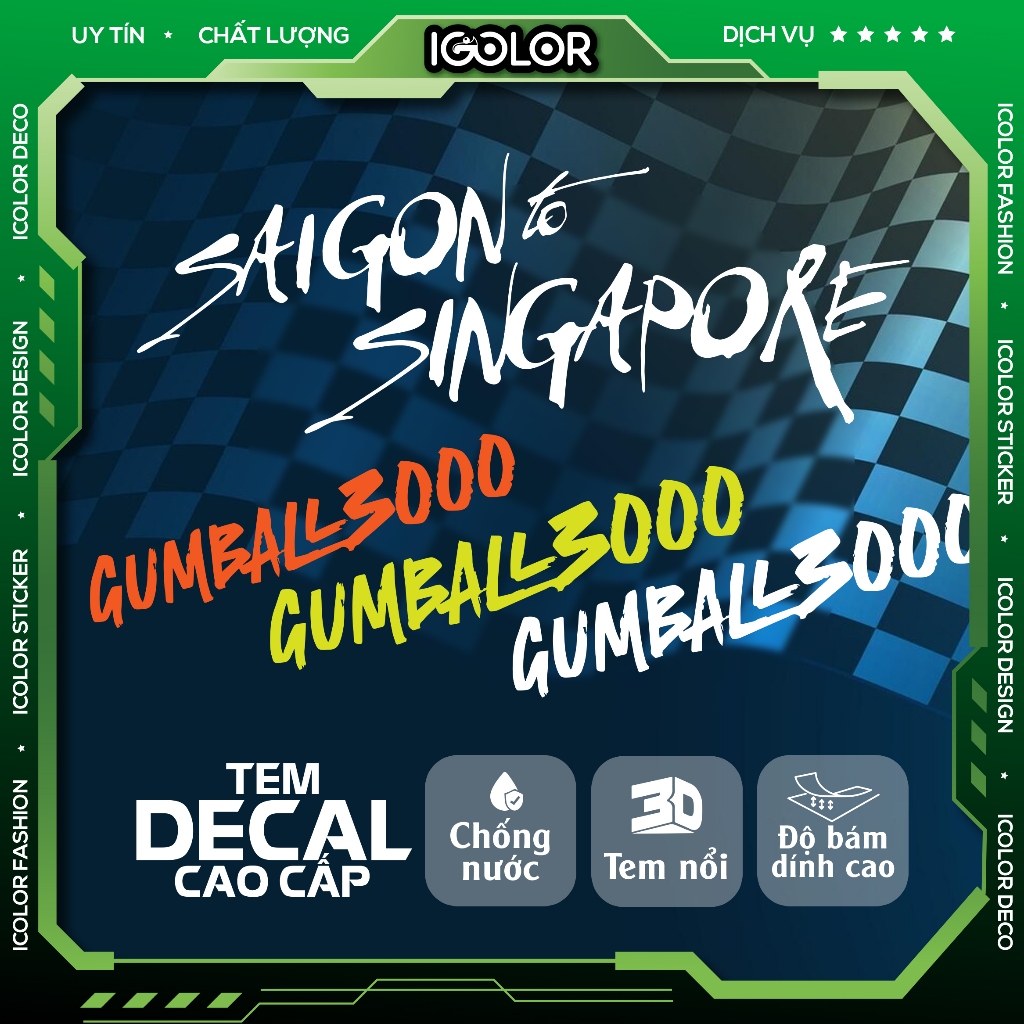 สติ๊กเกอร์ไซ่ง่อนเพื่อร้องเพลง - สติ๊กเกอร์ติดรถ Gumball3000 สติ๊กเกอร์ยูวีลายนูนกันน้ําคุณภาพสูง