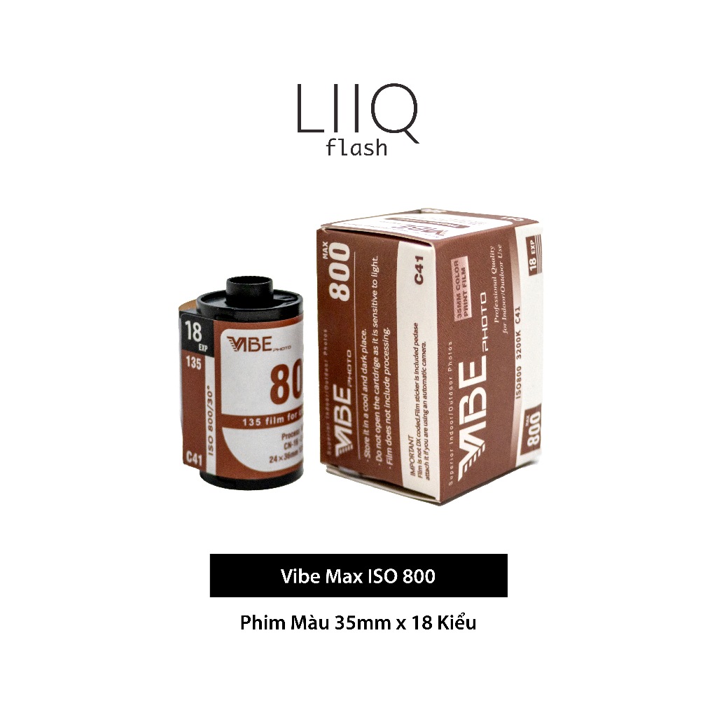 ฟิล์ม Vibe Max ISO 800 สี 135/35mm x 18 รูปแบบ พิมพ์วันที่สําหรับกล้องฟิล์ม - LIIQ Flash