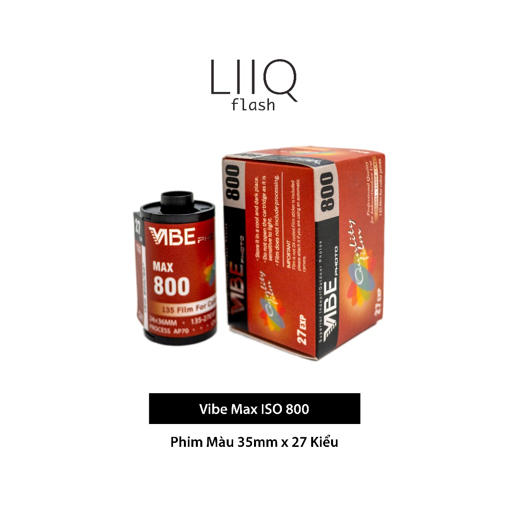 ฟิล์ม Vibe Max ISO 800 สี 135/35mm x 27 สไตล์ พิมพ์วันที่สําหรับกล้องฟิล์ม - LIIQ Flash