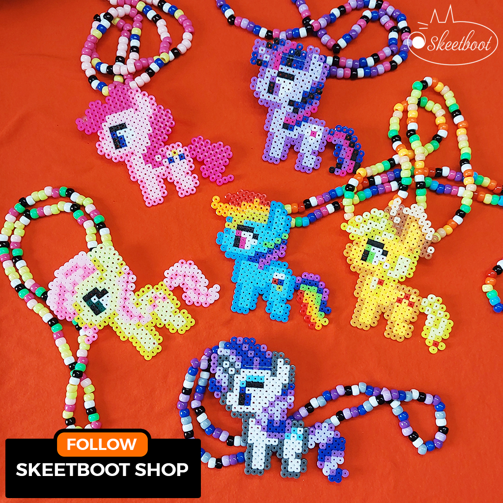 สร้อยคอ Kandi My Little Pony - สร้อยคอ Little Pony perler มิตรภาพมหัศจรรย์ - เครื่องประดับเทศกาล rav