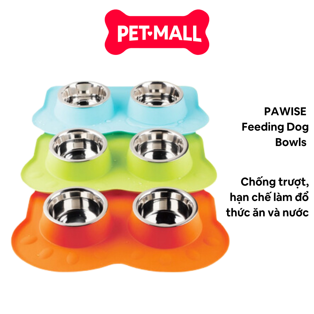 Pawise Feeding Dog Double Bowl - กันลื่น จํากัดเทอาหารและน้ํา Petmall