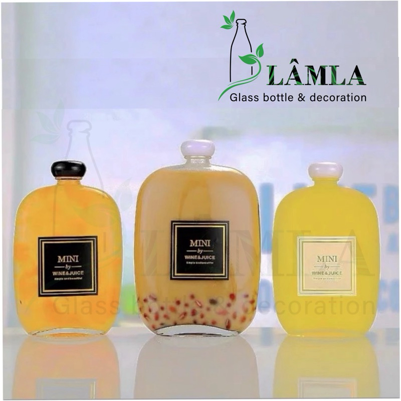 ขวดแก้วแบนพร้อมฝาพลาสติกสีดํา 100มล 250มล 350มล 500มล | ขวดใส-ขวดด้าน