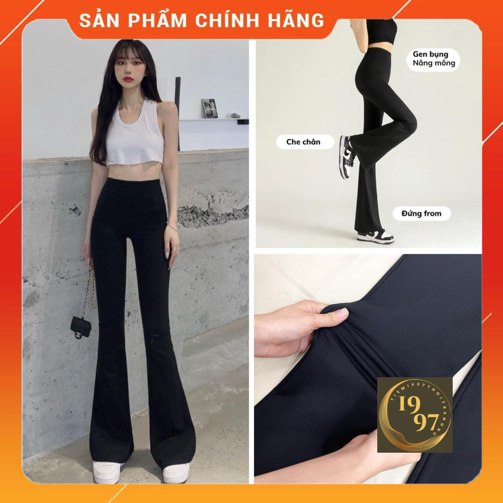 กางเกงเลกกิ้งสตรีเอวสูงบานแบนหนา Umi ยืดแฟชั่นผู้หญิงสุดน่ารัก_Shop 1997