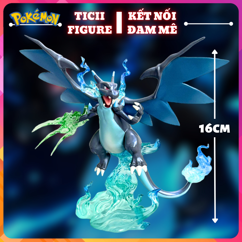 โมเดล Pokemon Mega Charizard X สูง 16 ซม. คมสุดๆ - ฟิกเกอร์โปเกมอน