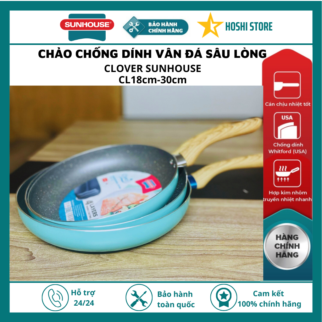 CLOVER SUNHOUSE กระทะไม่ติด, STONE TEXTURED PAN CL18, CL20, CL22, CL24, CL26, CL28, CL30]