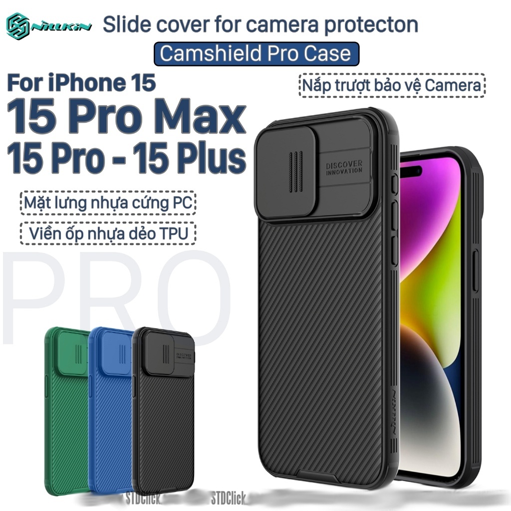 IPHONE 15 PRO MAX - 15 PRO - 15 PLUS - 15 NILLKIN CAMSHIELD PRO CASE - ฝาครอบสไลด์ป้องกันกล้อง