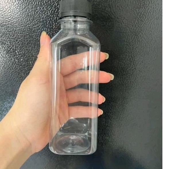 ComBo 100 Square Bottles 250ml ขวดหนา 300ml พร้อมฝาดําและฝาขาว