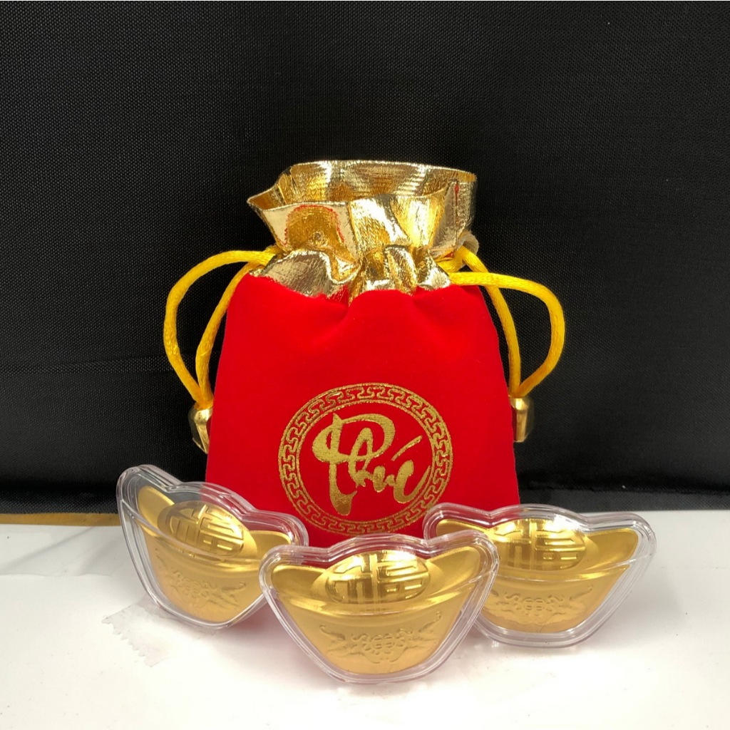 [CHEAPER] Gold-plated God of Wealth Gold Bar พร้อมกระเป๋าโบรเคดแห่งโชคลาภ ของขวัญ Vip Egg Loc ที่ยอด