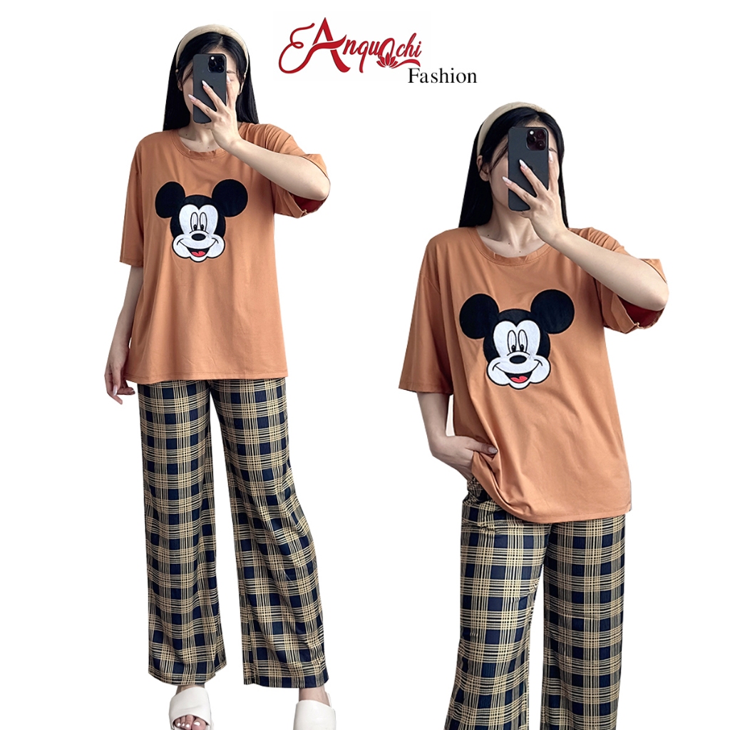 Anquachi Womens Home Wear ชุดสวยยืดหยุ่น Ribbed At Home น่ารักหลวมกางเกงขาสั้นอย่างเป็นทางการ S159