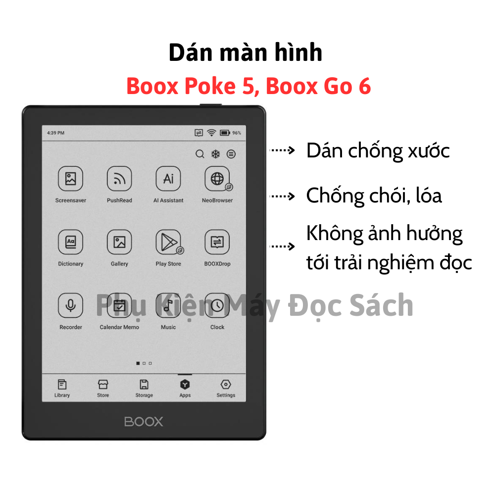 ฟิล์มกันรอยหน้าจอ Boox Poke 5, Boox Go 6, Boox Savi 6, Boox Poke 6 สีดํา