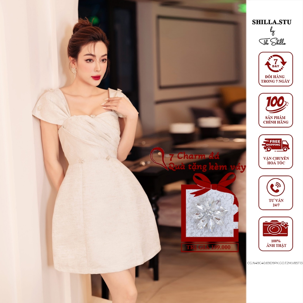 ชุดเดรสดีไซน์เนอร์ระดับไฮเอนด์สีน้ําเงินและสีขาวหรูหรา [รูปถ่ายจริง] The Shilla-N49C40.69D9PK