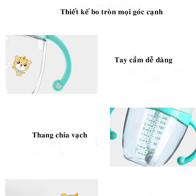 Xintiger ขวดน้ําดื่มป้องกันการสําลัก (ลายเสือ+สายรัด) 240ml/320ml DD142