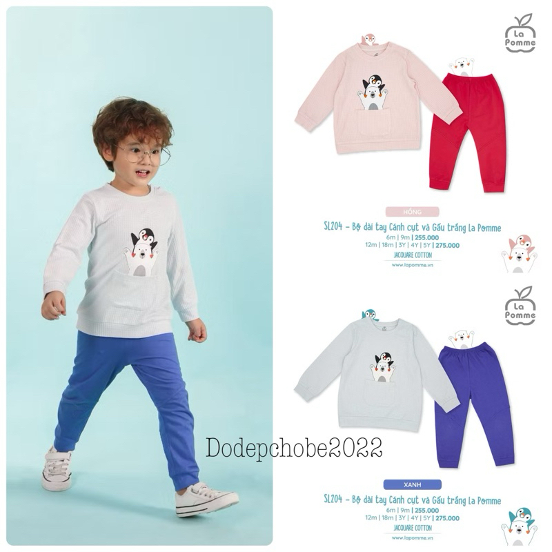 SL204 ชุดแขนยาว La Pomme Penguin and White Bear ทําจากผ้าฝ้ายอุ่นนุ่ม