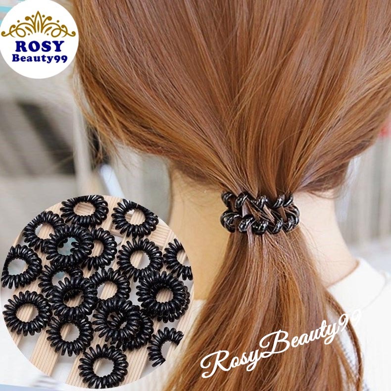 XO ยางรัดผมสปริงสีดําเรียบร้อยสําหรับผู้หญิง kt1 RosyBeauty99