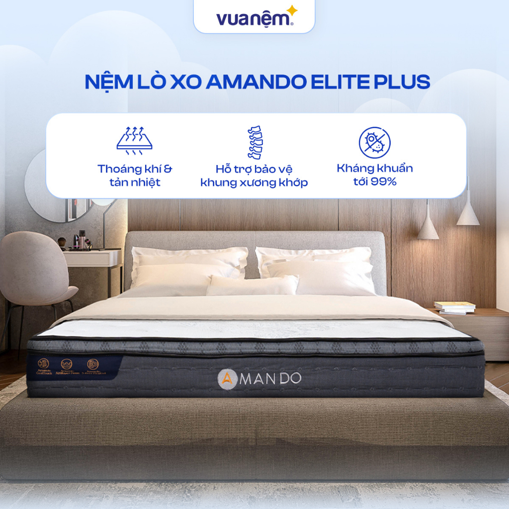 XO Amando Elite Plus A ที่นอนพ็อกเก็ตสปริงอิสระลดเสียงรบกวน - ที่นอนสปริงระดับพรีเมียม