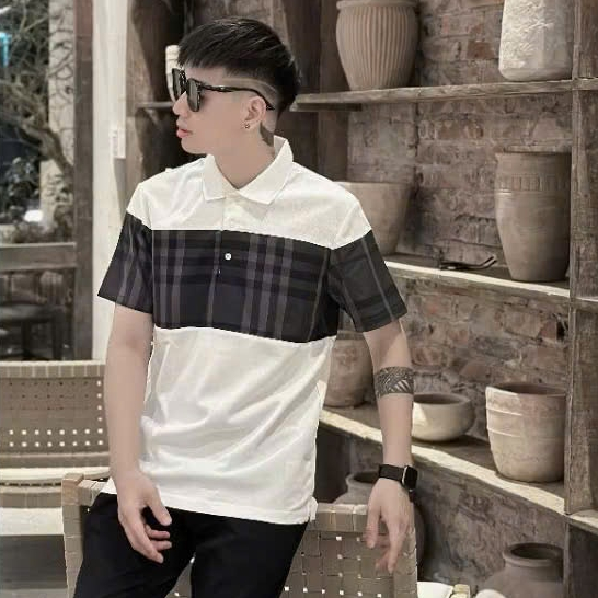 เสื้อโปโลแขนสั้นผู้ชายผสมผ้าคอตตอน BBR เนื้อหนา ทรงเท่ห์ เสื้อคอเต่าผู้ชาย วบี01