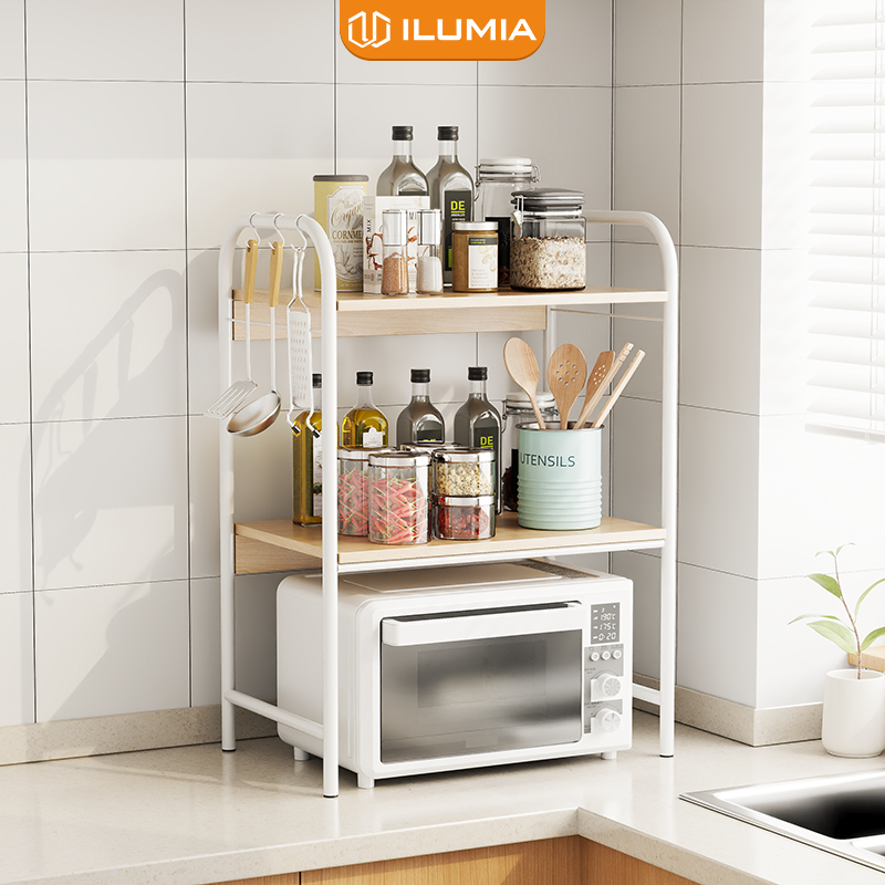 ชั้นวางของในครัวอเนกประสงค์อัจฉริยะพร้อมโครงเหล็กและหน้าไม้ MDF ยี่ห้อ ILUMIA - GM141