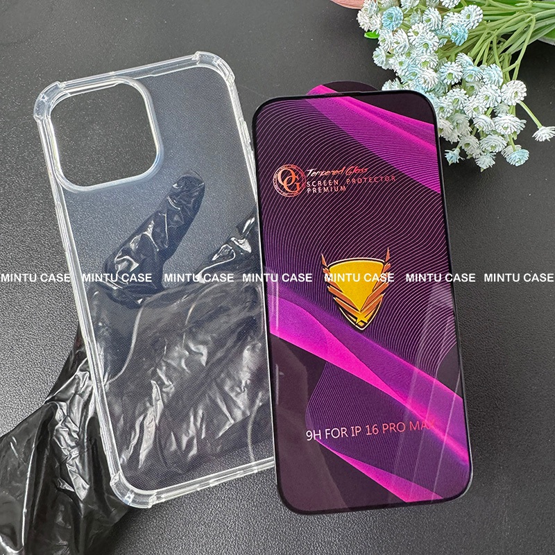 เคส Iphone 16 Pro Max / ip16 Pro Max / 16promax และกระจกนิรภัย - ประเภทโปร่งใสกันกระแทก TSCS