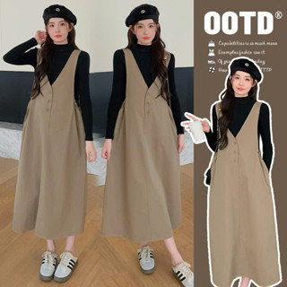 ชุดคลุมท้องฤดูใบไม้ร่วง-ฤดูหนาวที่สวยงาม เอี๊ยมคนท้องสํานักง…