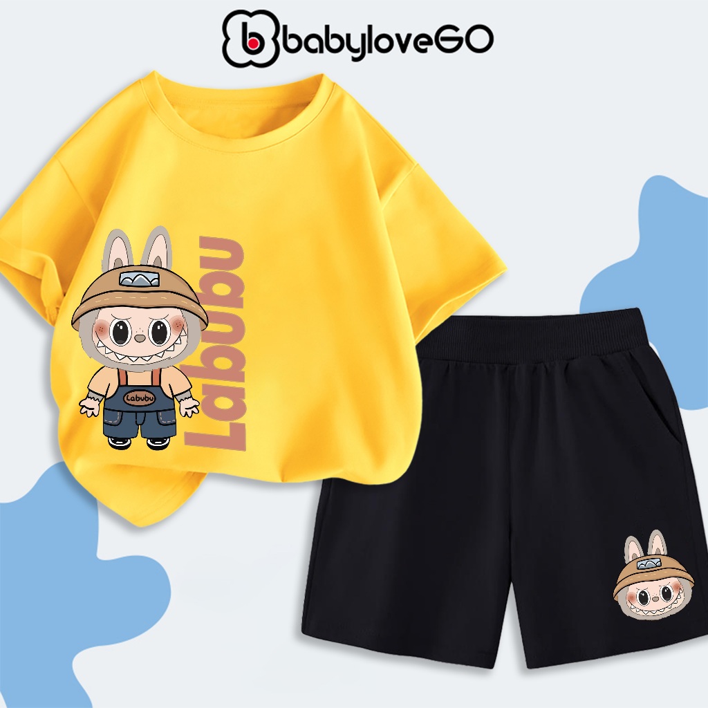 BabyloveGO ชุดเสื้อผ้าเด็กสําหรับเด็กชายและเด็กหญิงทําจากผ้าฝ้ายเนื้อนุ่มพิมพ์ลาย Labubu สําหรับเด็ก