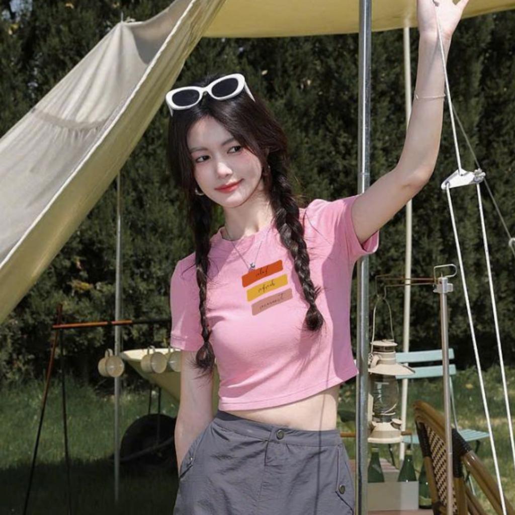 เสื้อครอปผ้าฝ้ายพิมพ์ลายแบบบางสําหรับผู้หญิง Loza CR7862