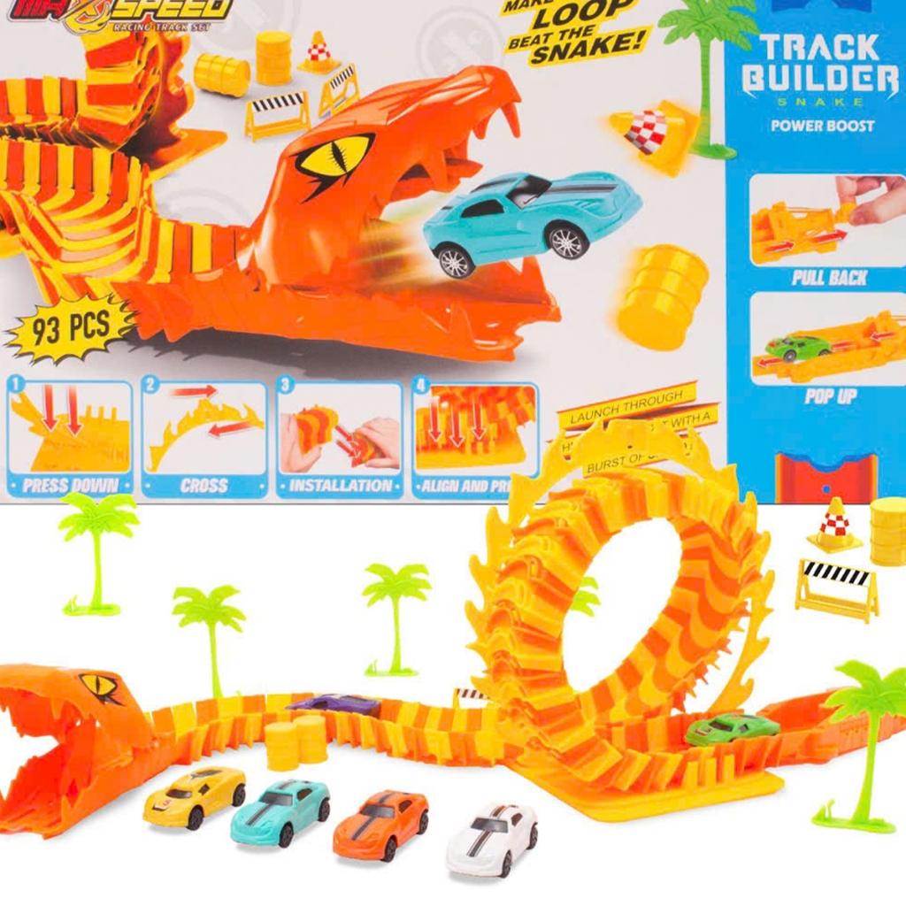 ชุดประกอบรางไดโนเสาร์ Funky Town ของเล่นรางไดโนเสาร์ขนาดใหญ่ 93 ชิ้น