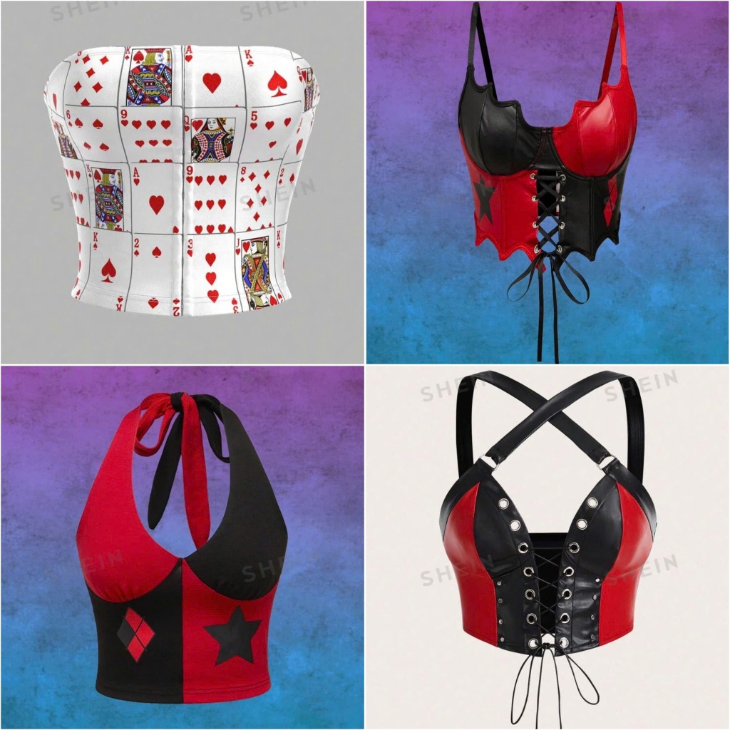 (READY BAIPY L, BAINY XS - BACK 1 SIZE COMPARED TO WEAR - SHEIN) BAIRY TOP - เสื้อครอปสีดําและสีแดง 