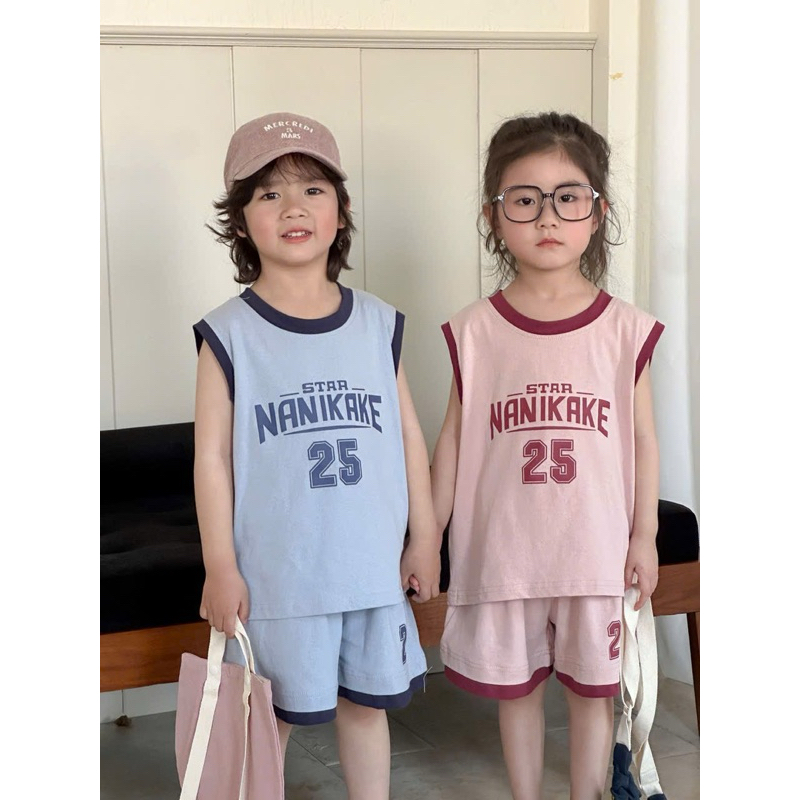 ชุดเสื้อกล้าม2สี ฤดูร้อน2025คิดส์pluto สไตล์เกาหลี