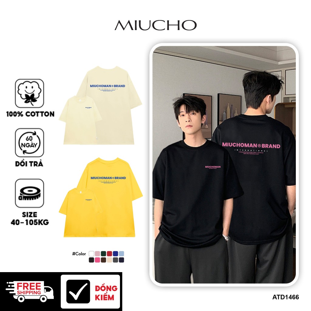 เสื้อยืดผู้ชายแบรนด์ท้องถิ่นหลายสี ATD1466 Miucho Man ผ้าคอตตอนเท่ๆ คอกลม พิมพ์ลายพื้นฐาน