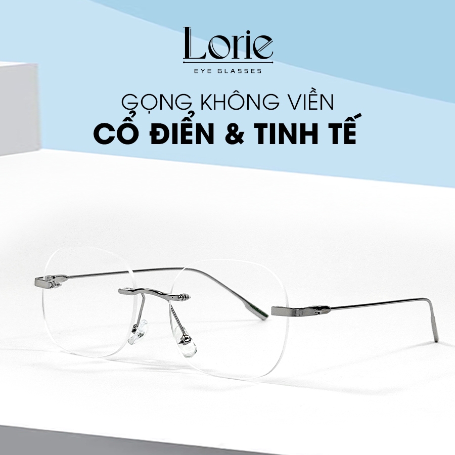 Lorie Premium 2025 กรอบแว่นตาสําหรับบุรุษและสตรีแว่นตาไร้ขอบพร้อมกรอบโลหะทรงสี่เหลี่ยมป้องกันแสงสีฟ้
