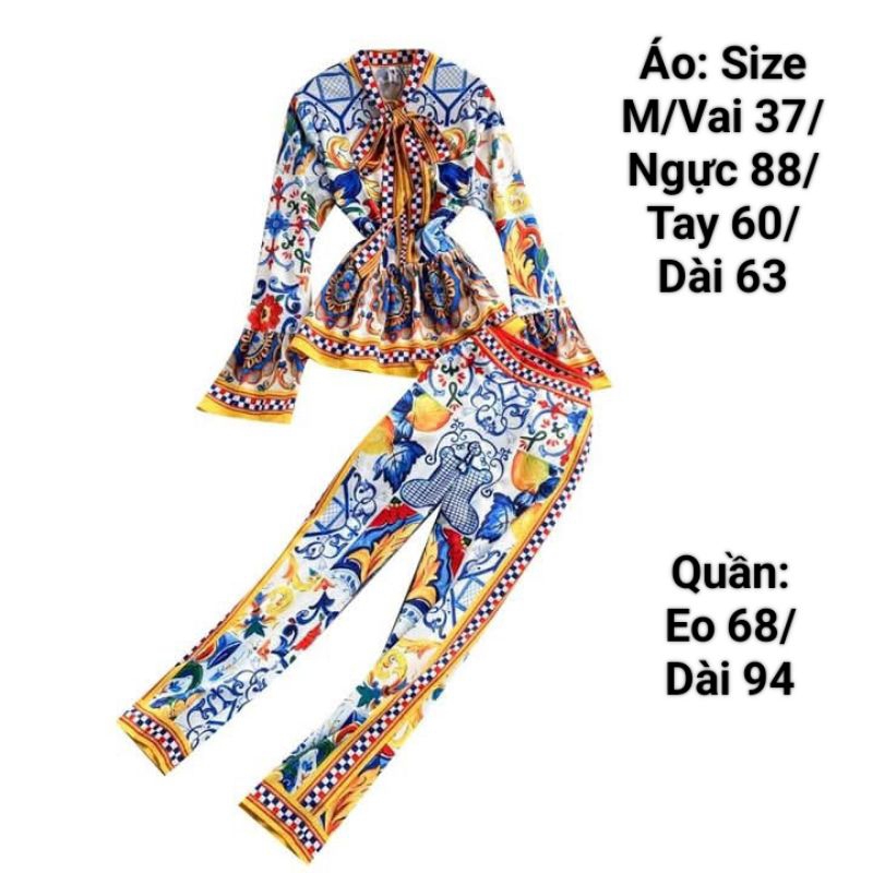 HDM 2HAND: CLASSIC WOMENS FASHION SET: SHIRT/SIZE M/VAI 37/HOLD 88/SLEEVE 61/LONG 63. กางเกง/EO 68/L