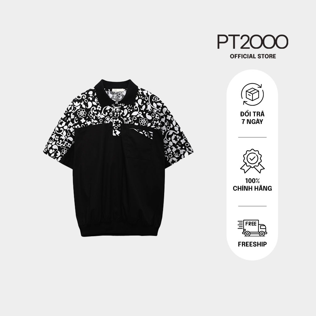 เสื้อเชิ้ตแขนสั้นผู้ชาย PT2000 ผ้าคอตตอนเท่ๆ ลายอ่อนเยาว์ (SMM-M90)