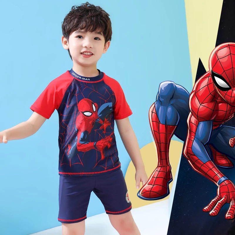 ชุดว่ายน้ําซูเปอร์แมนสําหรับเด็กผู้ชายให้ความอบอุ่นขนาด 10-40กิโลกรัม ชุดว่ายน้ําเด็กผู้ชายไซส์เล็ก+ใหญ่ - รูปที่ 3