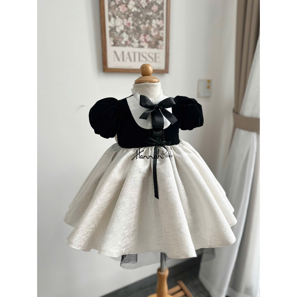 Vintage European Lady Princess Dress for Girls 8-38Kg, European Noble Velvet Flared Dress for Girls 