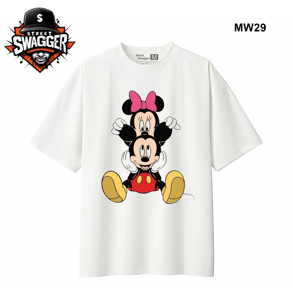 Street Swagger Brand Collection เสื้อยืด Disney Mickey Mouse สีขาว เสื้อยืดน่ารัก MW32 MW29