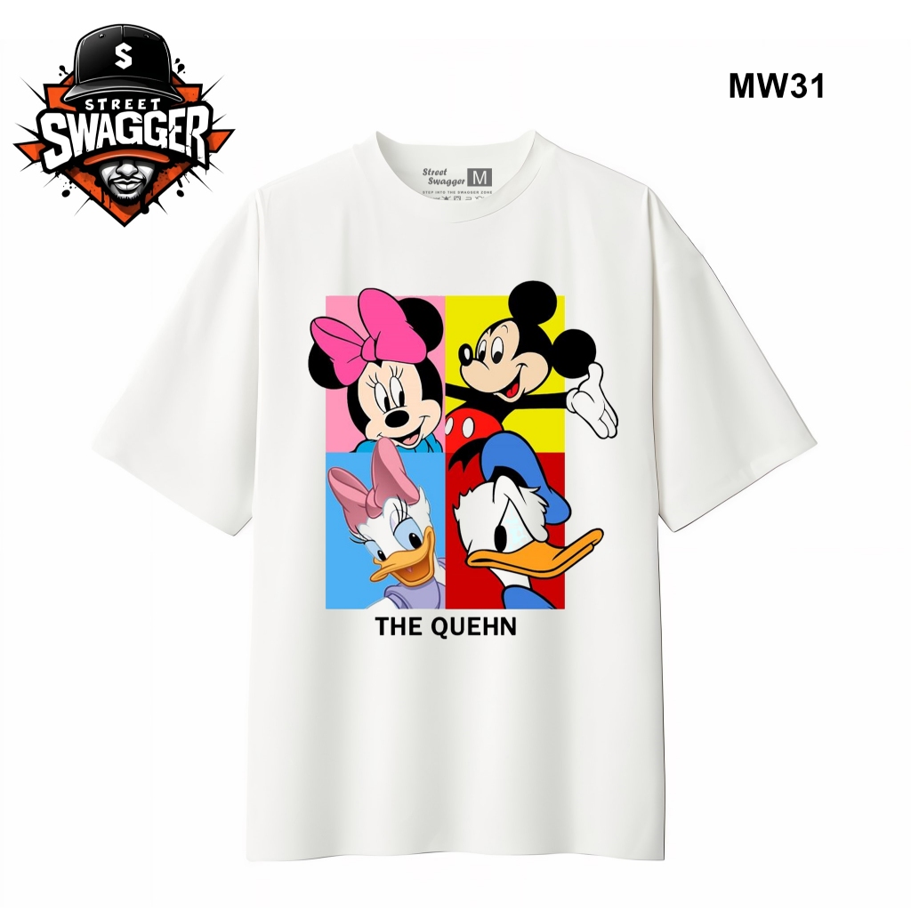 Street Swagger Brand Collection เสื้อยืด Disney Mickey Mouse สีขาว เสื้อยืดน่ารัก MW32 MW31