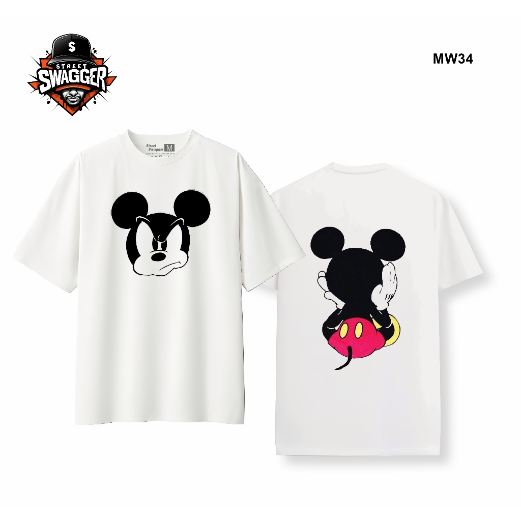 Street Swagger Brand Collection เสื้อยืด Disney Mickey Mouse สีขาว เสื้อยืดน่ารัก MW32 MW34