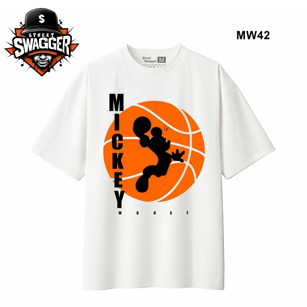Street Swagger Brand Collection เสื้อยืด Disney Mickey Mouse สีขาว เสื้อยืดน่ารัก MW32 MW42