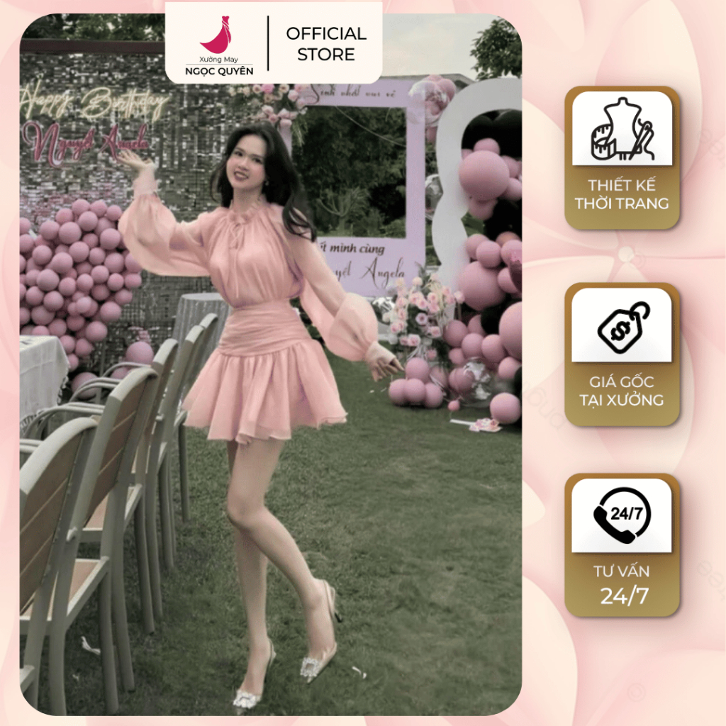 ชุดสุภาพสตรี แบน บีโอ ออกแบบมาเพื่อออกไปและปาร์ตี้แฟชั่นสตรี N94 | NGOC โรงงาน GARMENT
