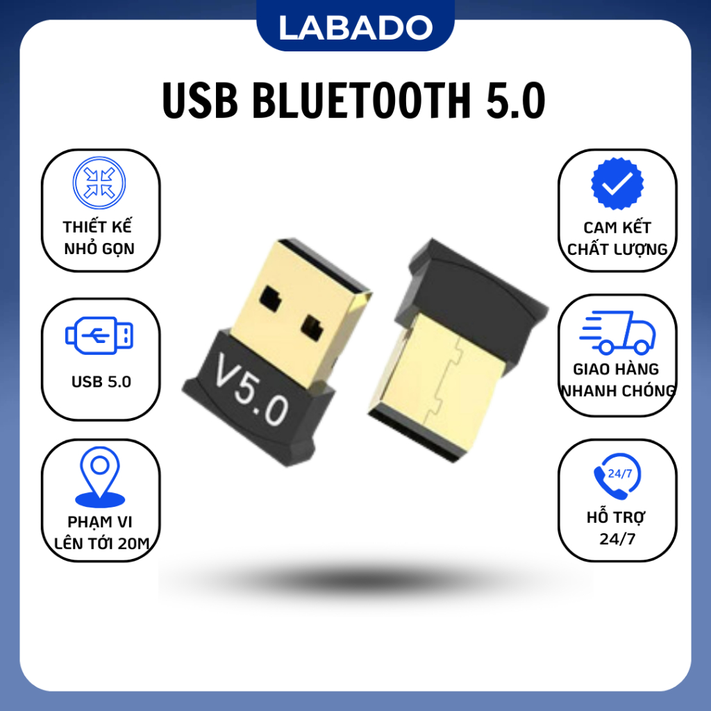 USB Bluetooth 5.0 สําหรับพีซี, USB Bluetooth เชื่อมต่อคอมพิวเตอร์ 20m V5.0 LABADO V5